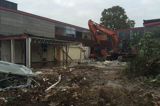 Demolition work at Martindale Primary School in Hemel Hempstead, October 2015. The school has stood empty since its closure in July 2008.
