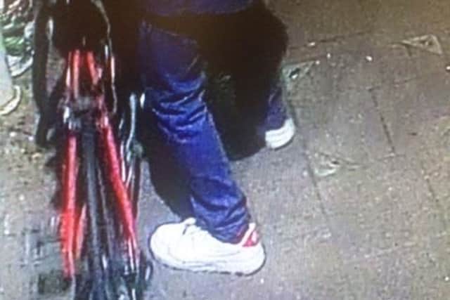 The CCTV image of the bike being stolen from behind Porters restaurant on Berkhamsted High Street