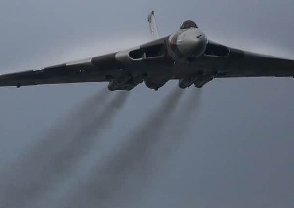The last ever flight of Vulcan bomber XH588.
Pictures: SWNS