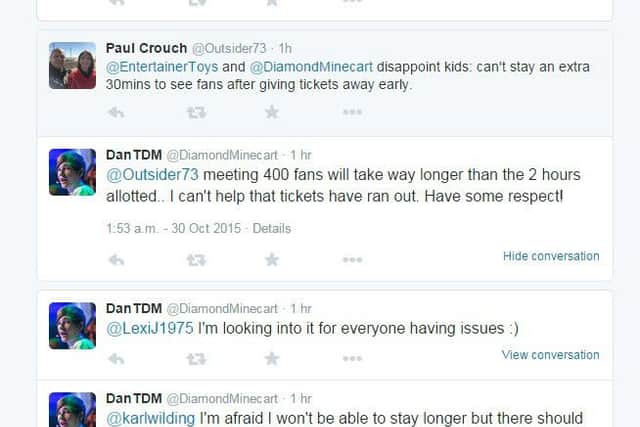 Hundreds of disappointed parents directly Tweeted Dan TDM