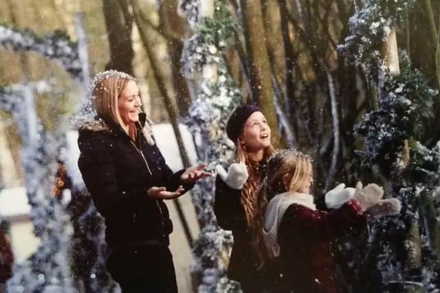 A huge total of 3.36 tonnes of paper-based, biodegradable snow are used to decorate Center Parcs' five villages including Woburn