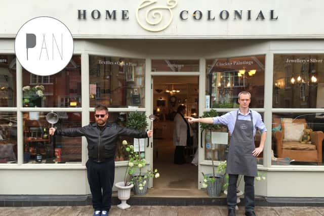 Tom Dudderidge, left, is hosting a pop-up supper club in Berkhamsted's Cafe In The Attic, above Home & Colonial. On the right is his friend and cafe manager Joe Burns