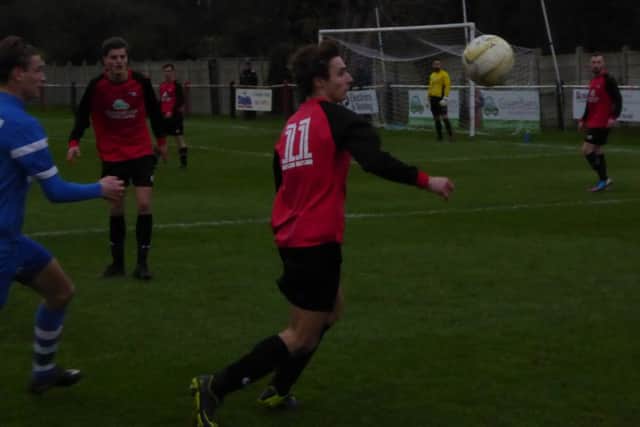 Joe Naylor in action for Tring Athletic against London Colney. Picture (c) Richard Solk