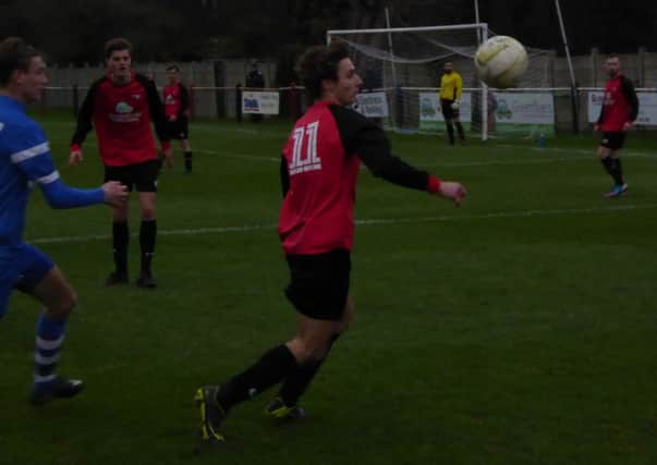Joe Naylor in action for Tring Athletic against London Colney. Picture (c) Richard Solk
