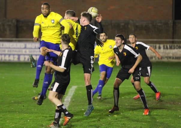 Match action from Berkhamsted's defeat to Watford. Picture (c) Ray Canham