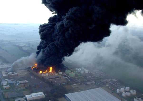 Buncefield fire. Picture supplied by Herts Fire and rescue Service.