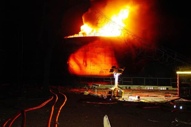 Buncefield oil depot explosion, Hemel Hempstead, December 11 2005. Photo: Dave Humphreys