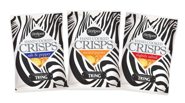 A mock-up of the Stripes Crisps packets