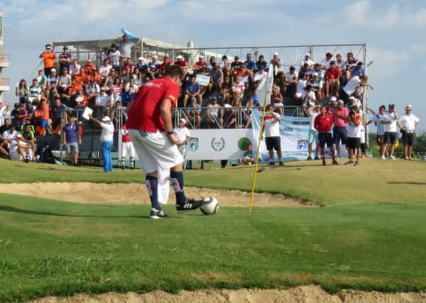 Ben Clarke in action at the FootGolf World Cup in Argentina