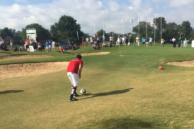 Ben Clarke in action at the FootGolf World Cup in Argentina