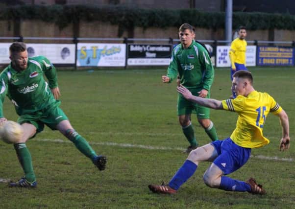 Jordan Gilbert bagged the eighth goal for Berkhamsted in a thumping win on Saturday. Picture (c) Ray Canham