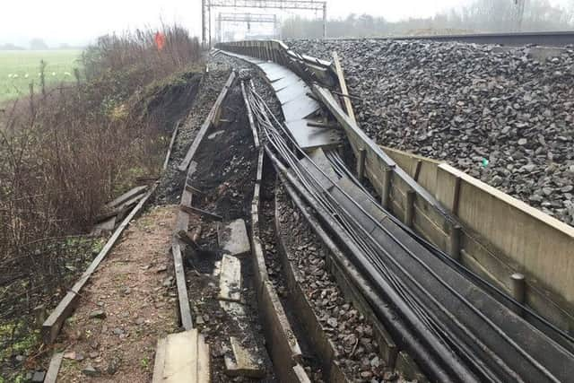 The landslip near Leighton Buzzard station