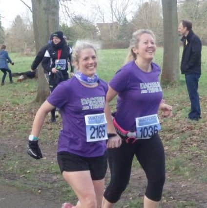 Rebecca White and Annette Howard tackle the half marathon with a smile