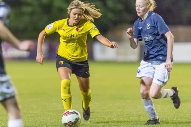 Watford Ladies in action against Millwall Lionesses. Picture (c) AW Images