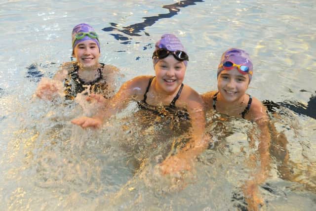 Swimmers from Tring Park School, from left, Katerina Jones, Alexandra Gibbon and Emily Loveday, all aged 11.