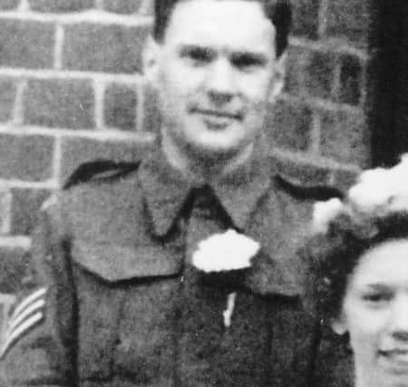 Glider pilot Michael Brown at a fellow pilot's wedding in the 1940s