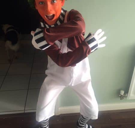 Michael Grant, nine, as an Oompa Loompa from Charlie and the Chocolate Factory PNL-160403-153447001