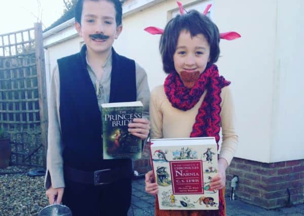Aidan Watters, 11, as Inigo Montoya from The Princess Bride and sister Tiana Watters, eight, as Mr Tumnus from The Chronicles of Narnia PNL-160403-160838001