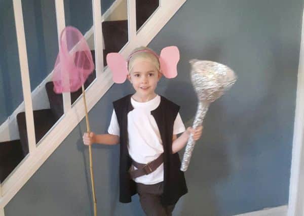 Jaime Parr-Whysall, five, as the BFG from Roald Dahl's book PNL-160403-161039001