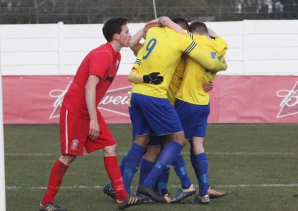Match action from Berkhamsted's draw with Wembley FC. Picture (c) Ray Canham