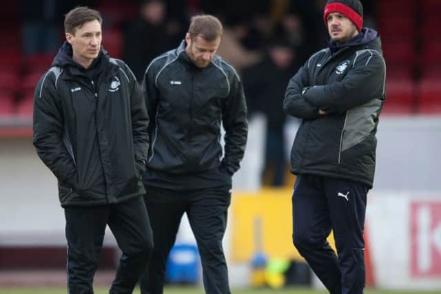 Hemel Town manager Dean Brennan, right, gave an honest assessment of the game. Picture (c) Terry Rickeard
