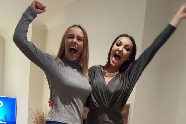 Hannah Fox, right, with her sister Emily Fox after winning a cruise on Ant & Dec's Saturday Night Takeaway