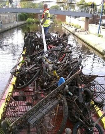 A barge filled with waste