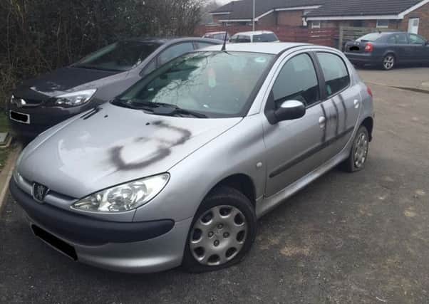 Sian King's silver Peugeot was targeted by vandals in Hemel Hempstead, who caused Â£400 of damage