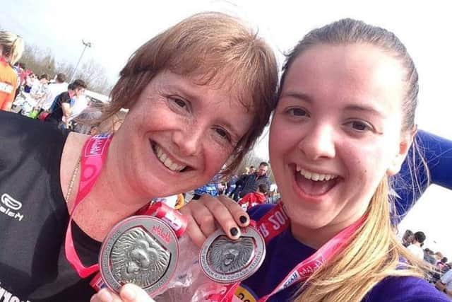 Helen and Alice Cook flew the Gade Valley Harriers colours at the Reading Half Marathon