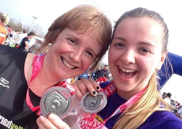 Helen and Alice Cook flew the Gade Valley Harriers colours at the Reading Half Marathon
