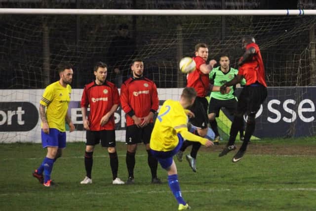 Match action from Berkhamsted's victory over Hertford Town. Picture (c) Ray Canham