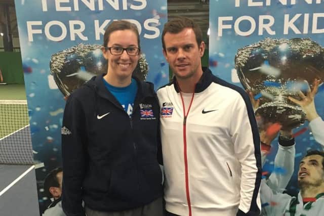 Leverstock Green Tennis Club's Lizzie Ayling with Great Britain Davis Cup captain Leon Smith