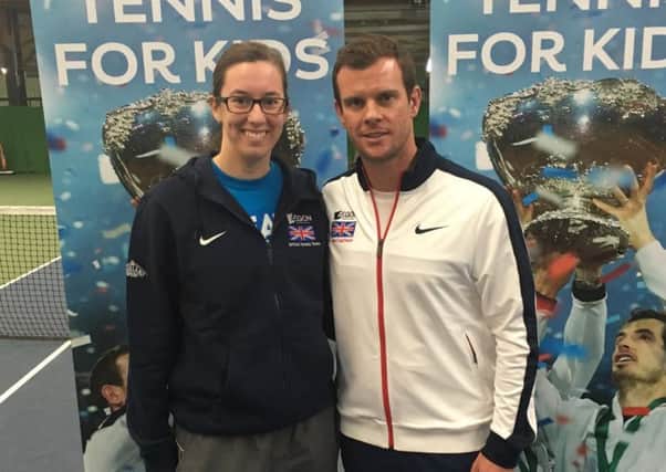 Leverstock Green Tennis Club's Lizzie Ayling with Great Britain Davis Cup captain Leon Smith
