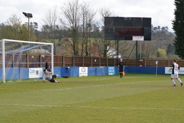 David Hutton bagged the second Kings Langley goal from the penalty spot. Picture (c) Chris Riddell