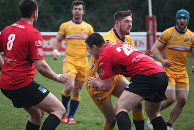 Match action from Hemel Stags' defeat to North Wales Crusaders. Picture (c) Kevin Read