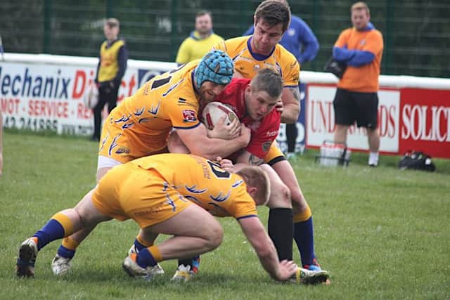 Match action from Hemel Stags' defeat to North Wales Crusaders. Picture (c) Kevin Read