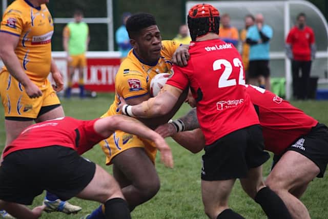Match action from Hemel Stags' defeat to North Wales Crusaders. Picture (c) Kevin Read