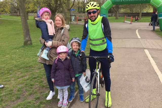 The Ermini family at the Hemel Hillbuster, who were there to support dad Alex, who rode in the 100km and grandad Mark who rode in the 60km