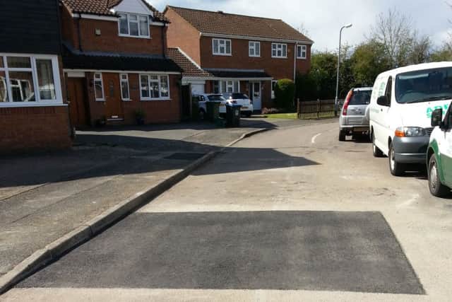 The completed work on the hole that opened up in Bunyan Close, Tring