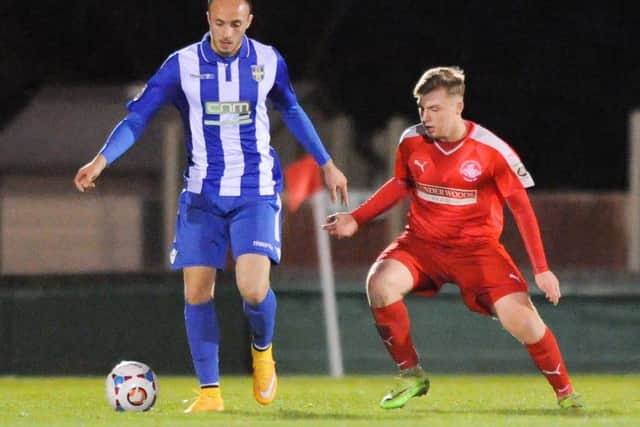 Academy player Colm Parrott in action for the Hemel Town first team. Picture (c) Terry Rickeard