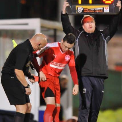 Hemel Town FC academy player Joe Fitzgerald made his first team debut this season. Picture (c) Terry Rickeard
