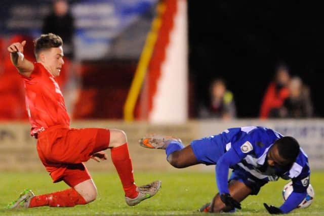 Academy player Ben Johnson in action for the Hemel Town first team. Picture (c) Terry Rickeard