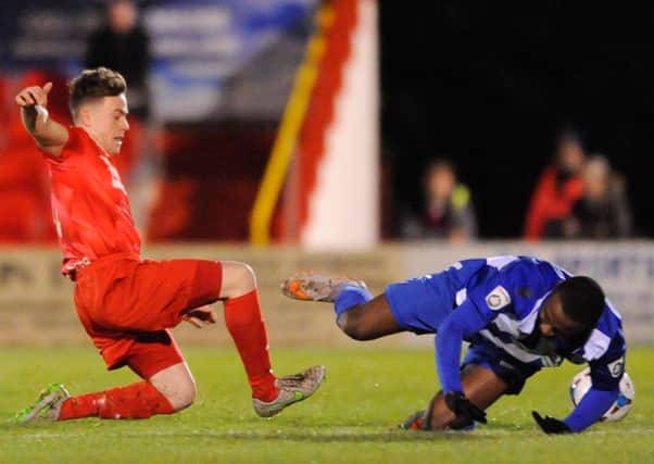Academy player Ben Johnson in action for the Hemel Town first team. Picture (c) Terry Rickeard