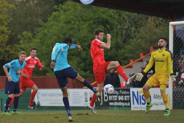 Danny Mills finds the net for Whitehawk. Picture (c) Terry Rickeard