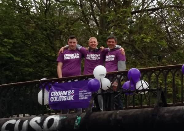 Kian Hydon, 15, Sean Cordon, 29, and Thomas Williams, 37, during their walk along the Grand Union Canal from Birmingham to London, all in aid of Crohn's & Colitis UK