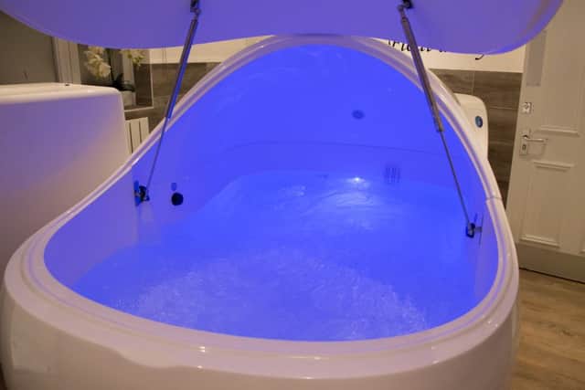 The I-sopod floatation tank, which is filled with 525kg of Epsom salts, is supposed to give the user a feeling of 'weightlessness' PNL-160523-113308001