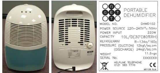 The dehumidifier in question