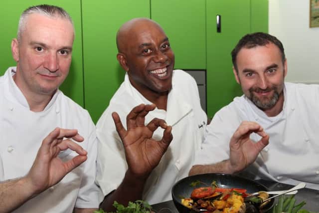 Peter Cserapkai and Libor Olsanik with Ainsley Harriott