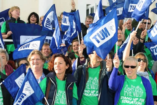 Teachers during a previous day of strike action in 2013 W43012H13
