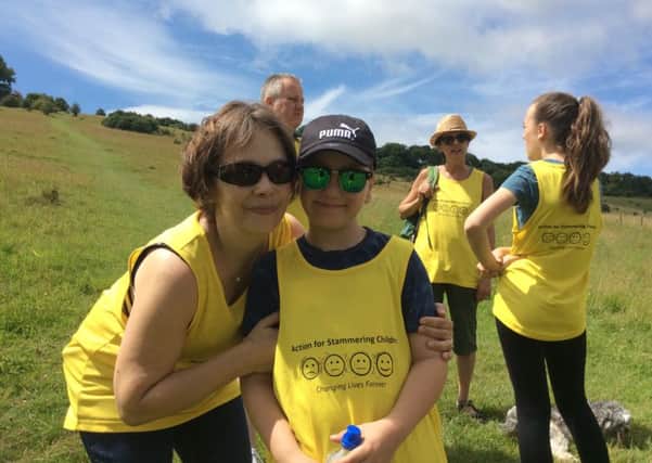 Nadine Jackson with son Peter, 11, who walked three miles for Action for Stammering Children